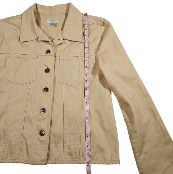 Christopher & Banks Button Up Long Sleeve Jean Jacket, Light Yellow, Small - Picture 13 of 15